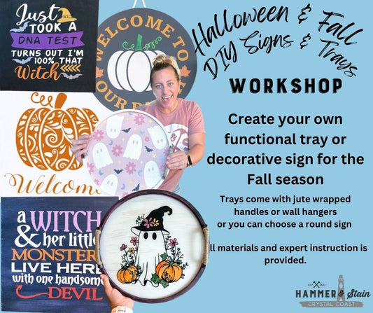 10/25/2024 - Fall & Halloween TRAYS & DIY Signs Workshop at 6PM